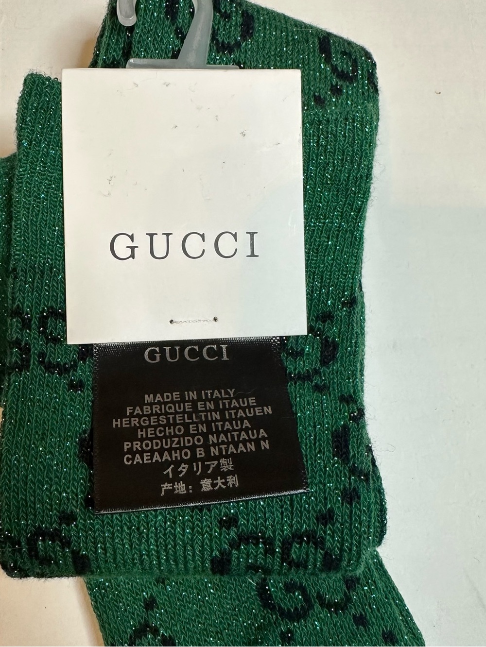 Gucci Green GG Sparkle Crew Socks - Picture 3 of 3
